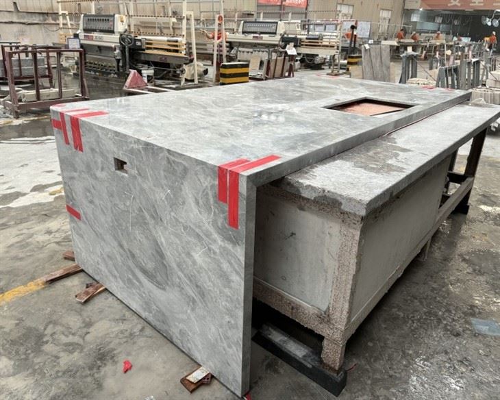 Himalayan Gray Marble kitchen island 